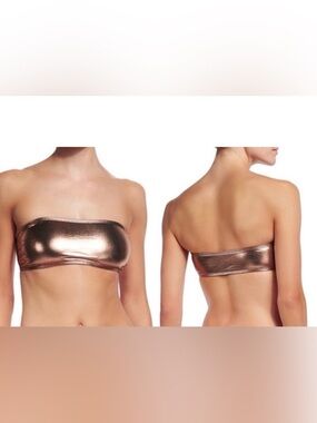 Metallic Bronze Bandeau Bikini Top Strapless Swim Size 8